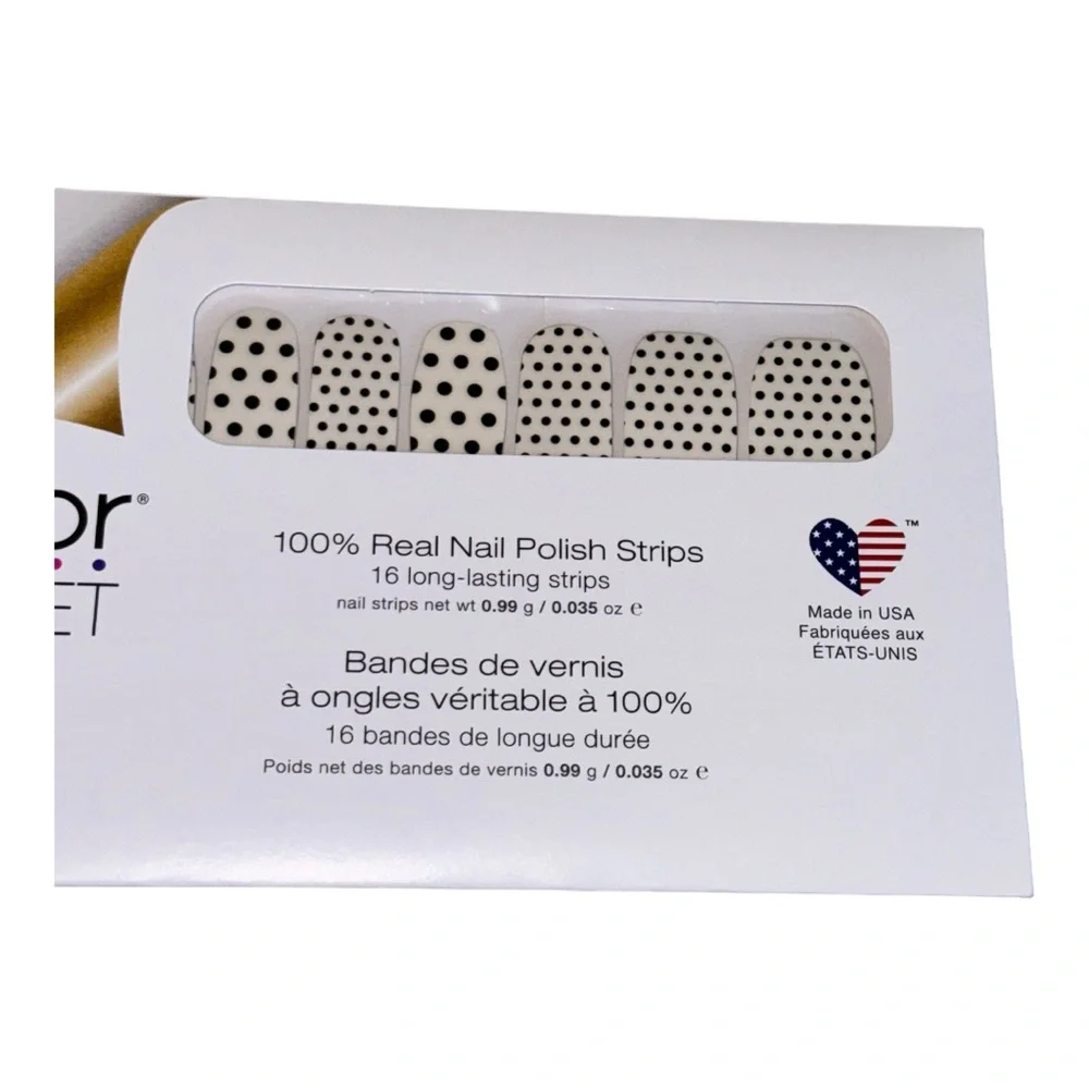 Color Street POLKA DOT-COM Clear Overlay Black & Clear Polka Dots Nail Set - Picture 3 of 7